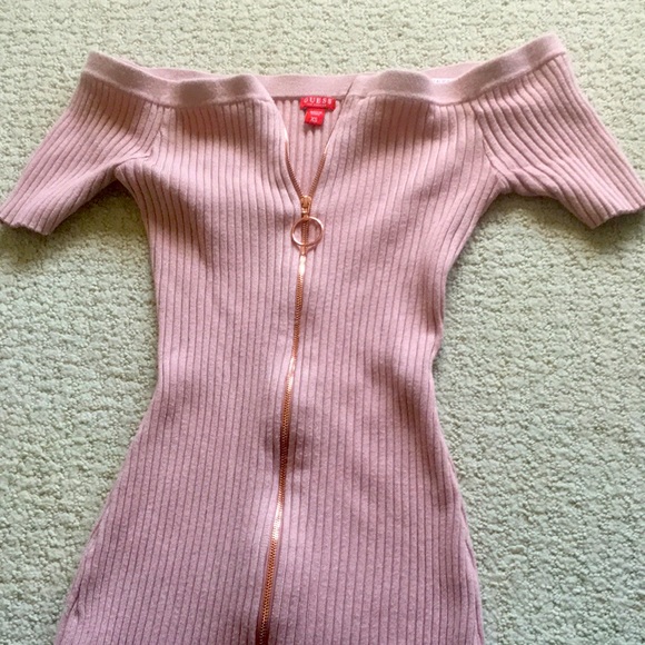 NWOT: GUESS Pink Rib Knit Mini Dress - XS! NEW - Picture 4 of 11